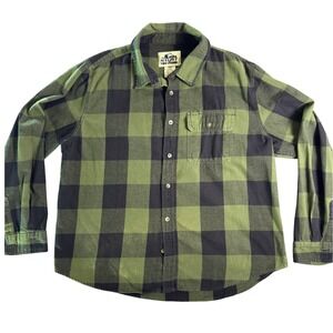 Old Mill Mens 2XL Flannel Shirt Green Black Buffalo Plaid Long Sleeve Button Up